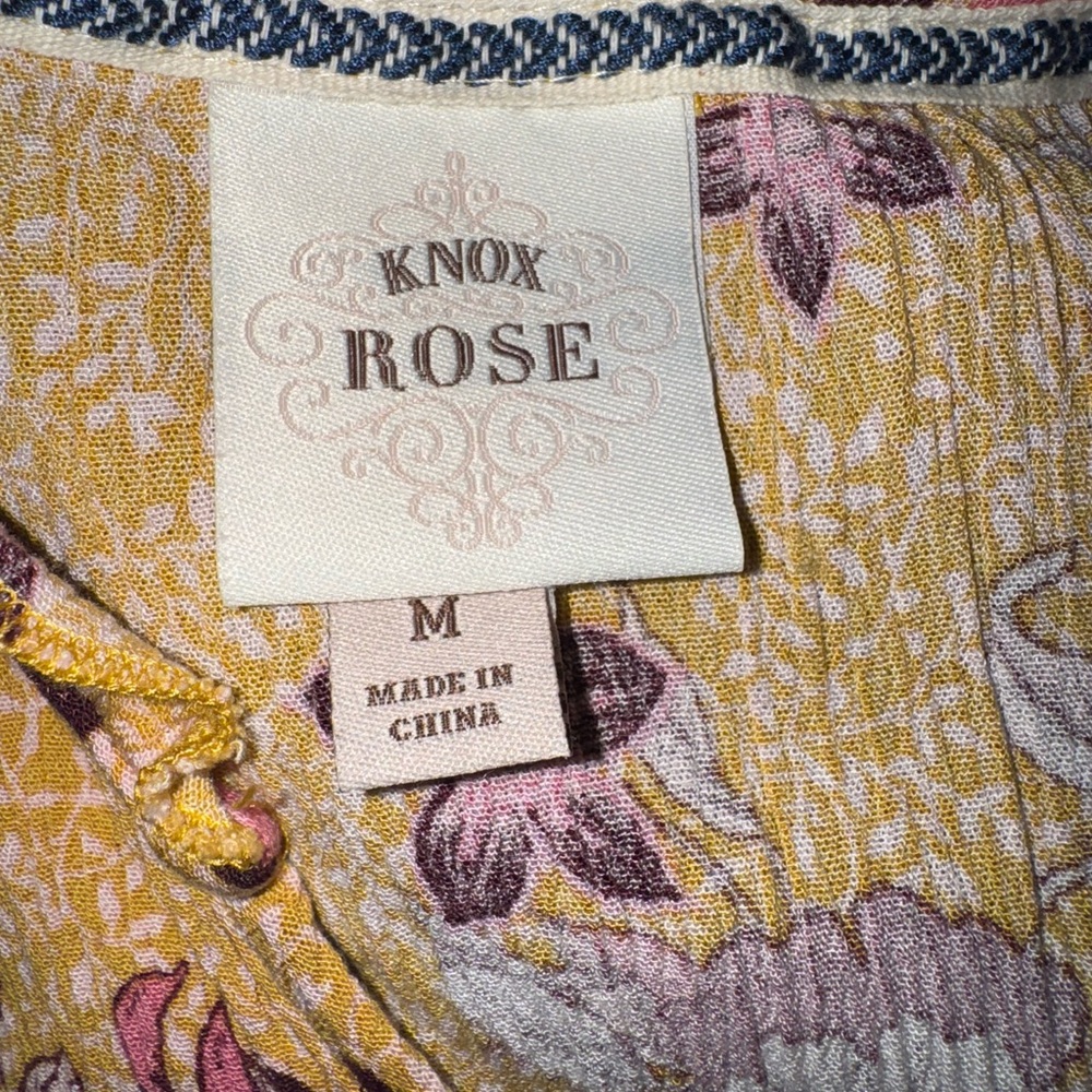 Knox Rose Yellow Floral Midi Dress. Size M - Picture 4 of 5